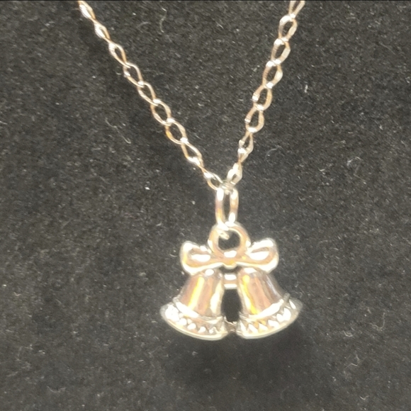 Silver Chain and Silver Christmas Bell Charm Necklace - Picture 7 of 10